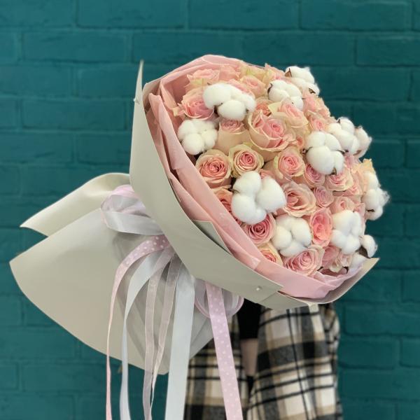 Роза и хлопок "Весенний прилив"