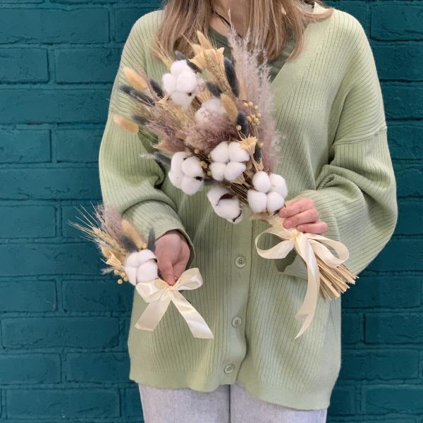 Букет невесты и бутоньерка "Природная любовь"