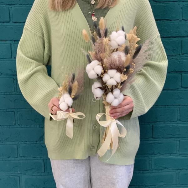 Букет невесты и бутоньерка "Природная любовь"