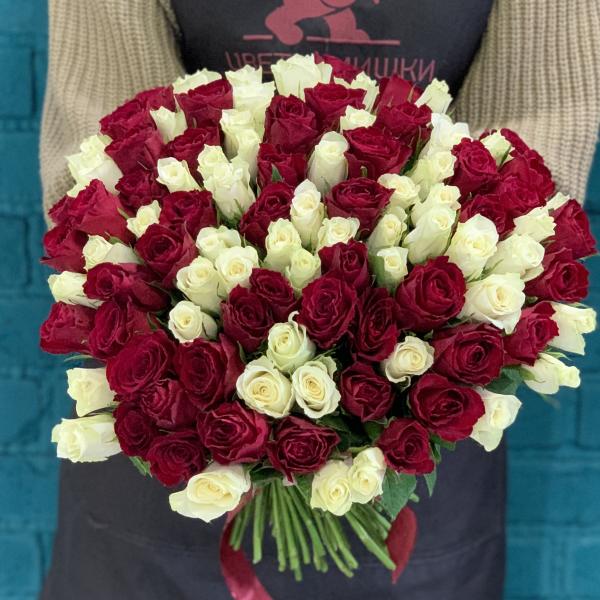 101 роза "Лёд и пламя"