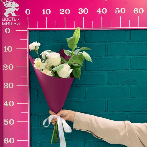   Роза и альстромерия  "Летняя свежесть"