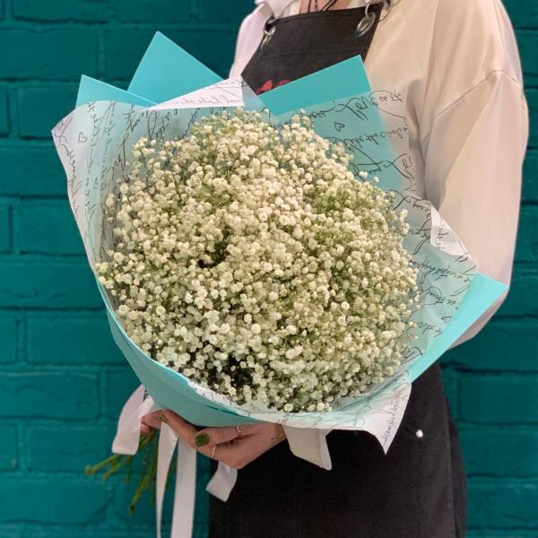 11 белых гипсофил "Вечная нежность"