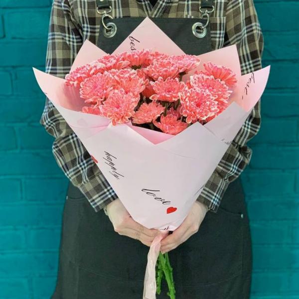  5 розовых хризантем "Сахарный сон" 