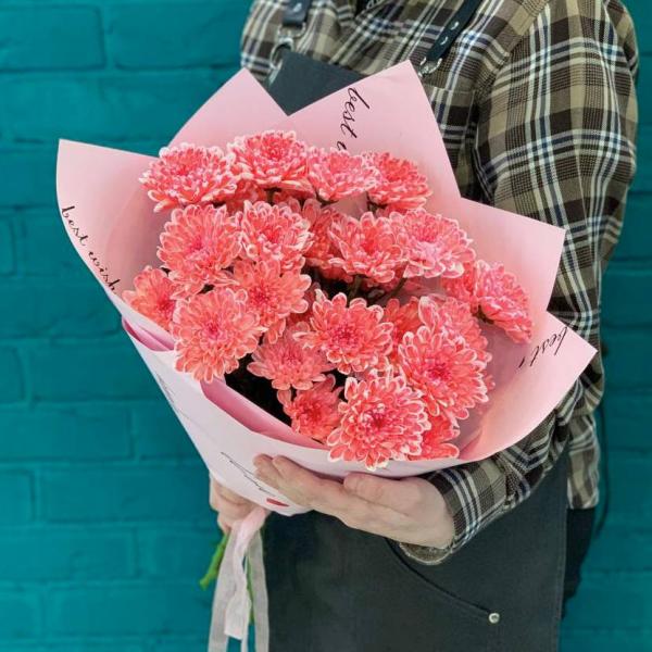  5 розовых хризантем "Сахарный сон" 