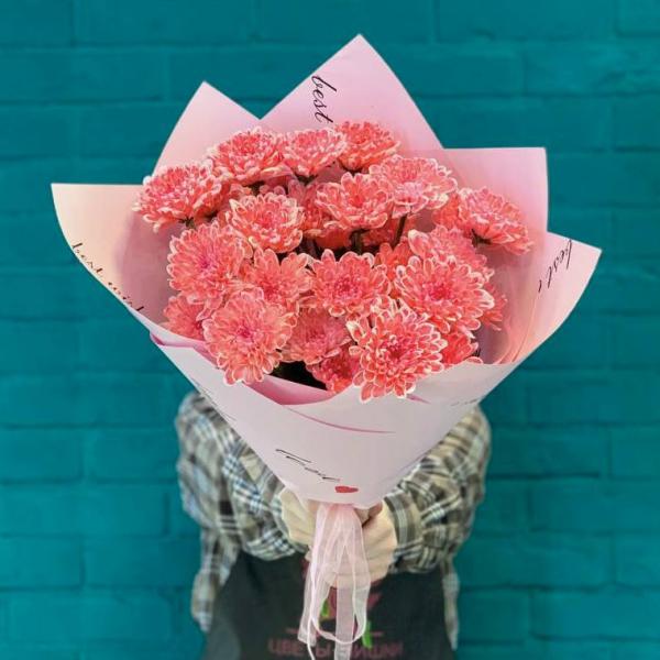  5 розовых хризантем "Сахарный сон" 