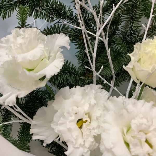 фото Эустомы и нобилис "Новогодний снегопад"