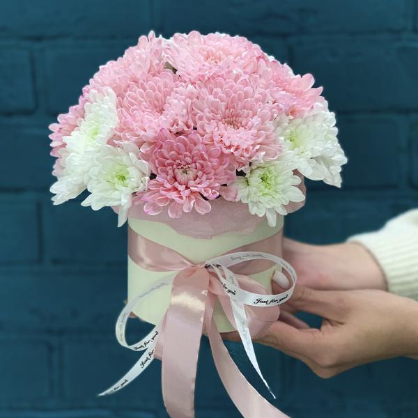 Коробка с хризантемами "Нежное признание"