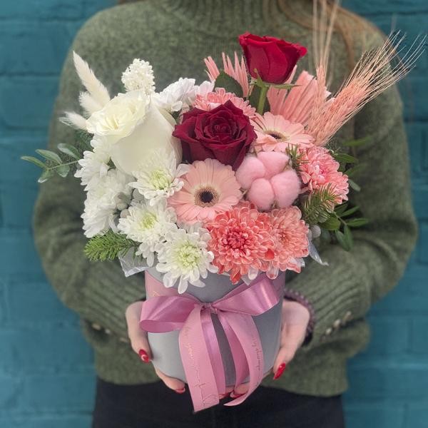 Коробка с розой и хлопком "Ирония судьбы"