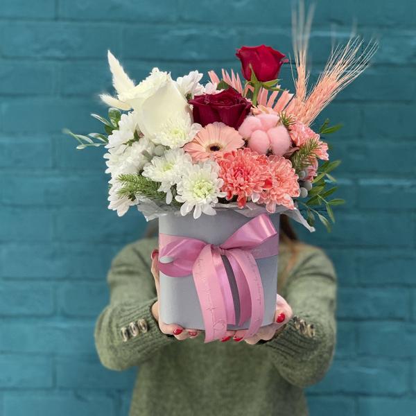 Коробка с розой и хлопком "Ирония судьбы"