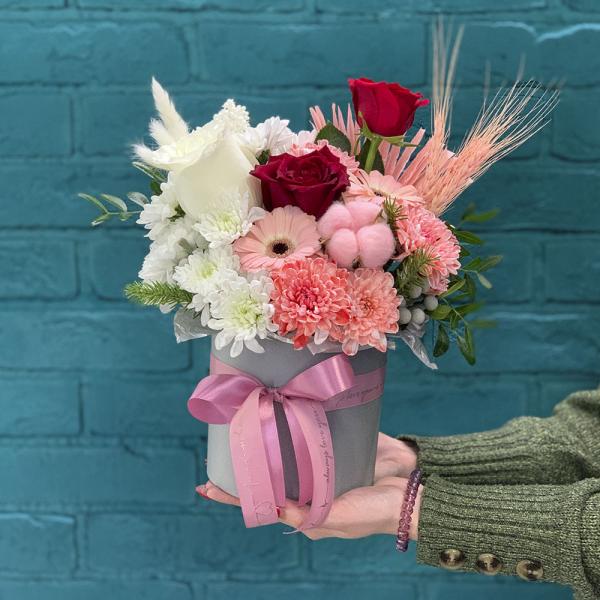 Коробка с розой и хлопком "Ирония судьбы"