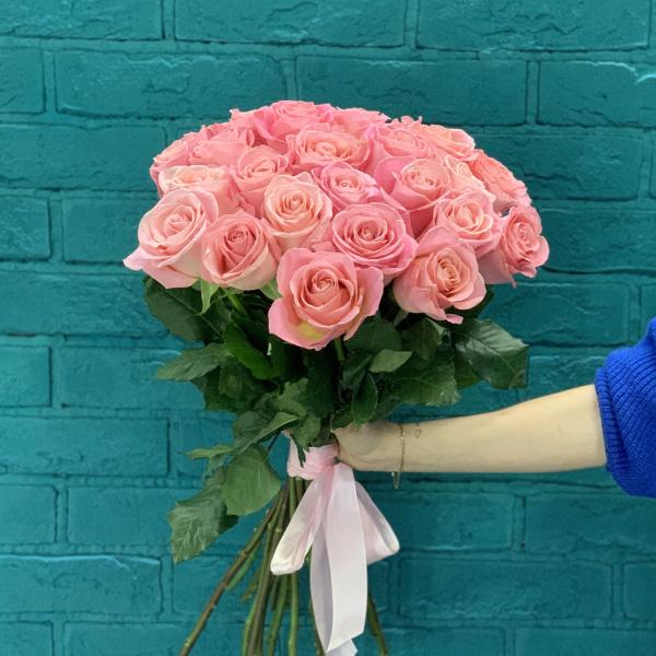 25 розовых роз "Розовый пудинг"