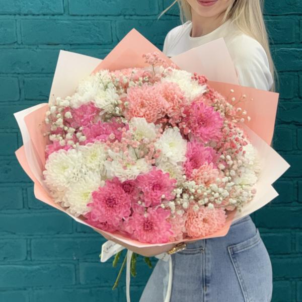  Хризантема и Гипсофила "Серенада"