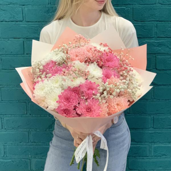  Хризантема и Гипсофила "Серенада"