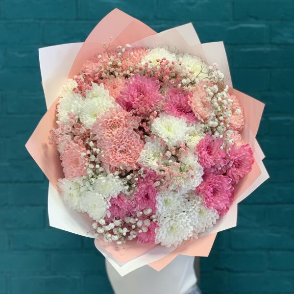  Хризантема и Гипсофила "Серенада"