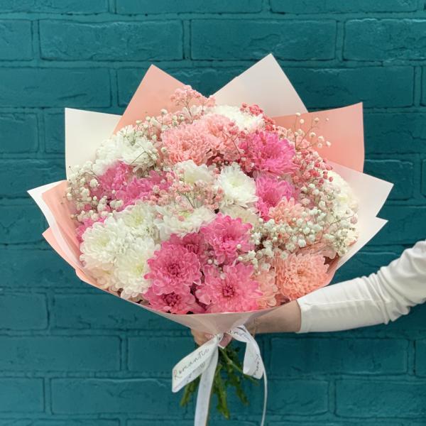  Хризантема и Гипсофила "Серенада"