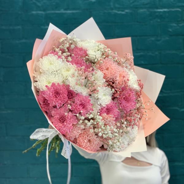  Хризантема и Гипсофила "Серенада"