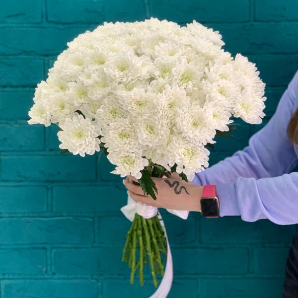 19 белых хризантем "Белый ангел"