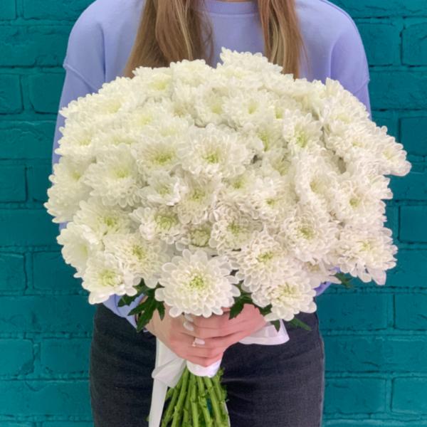 19 белых хризантем "Белый ангел"