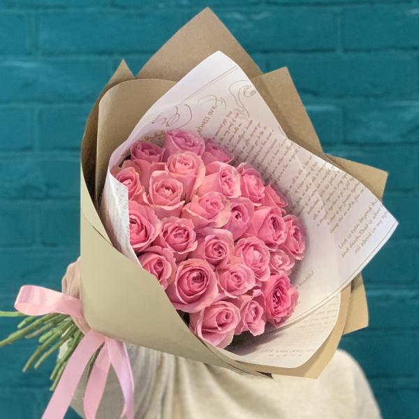 25 розовых роз "Приятная неожиданность" 