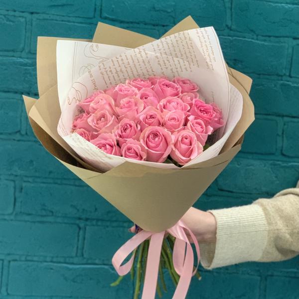 25 розовых роз "Приятная неожиданность" 