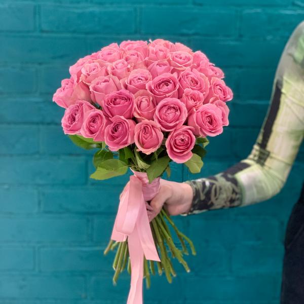 35 розовых роз "Зефирка"