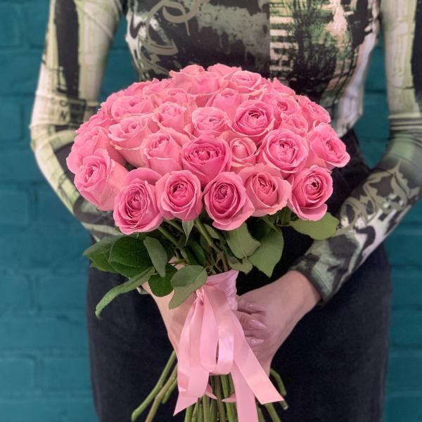 35 розовых роз "Зефирка"