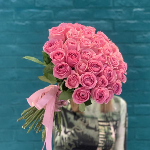 35 розовых роз "Зефирка"