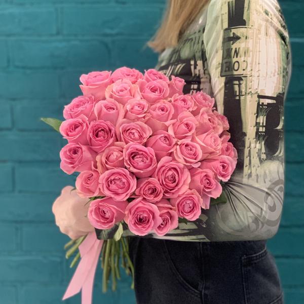 35 розовых роз "Зефирка"